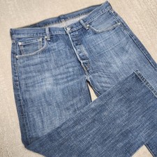 Vintage Levis 501 Jeans Men 36x30 Denim Straight Leg Button Fly Whiskers Marbled