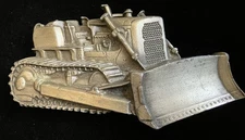 Vintage Bulldozer Brass Belt Buckle 1978 Bergamot