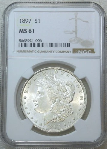 1897 P Morgan Silver Dollar NGC MS61 Frosty PQ Just Graded New Holder #Q248G