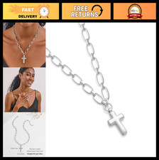 Trendy Chunky Cross Necklace for Women - Vintage Paperclip Chain Costume Jewelry