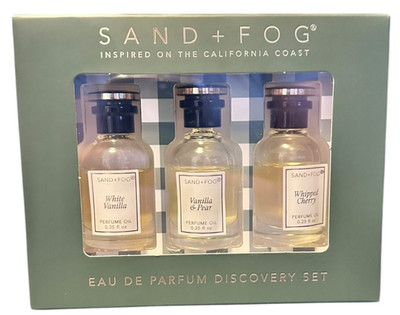 Sand + Fog Eau De Parfum Discovery Set White Vanilla, Vanilla & Pear, Cherry