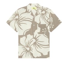 DUVIN HIBISCUS LEISURE STRETCH Men's Button Up Shirt - TAN - Medium - NWT
