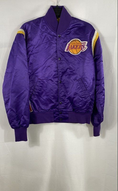 Vintage 90s Starter Los Angeles Lakers Satin Bomber Jacket Made in USA Sz M