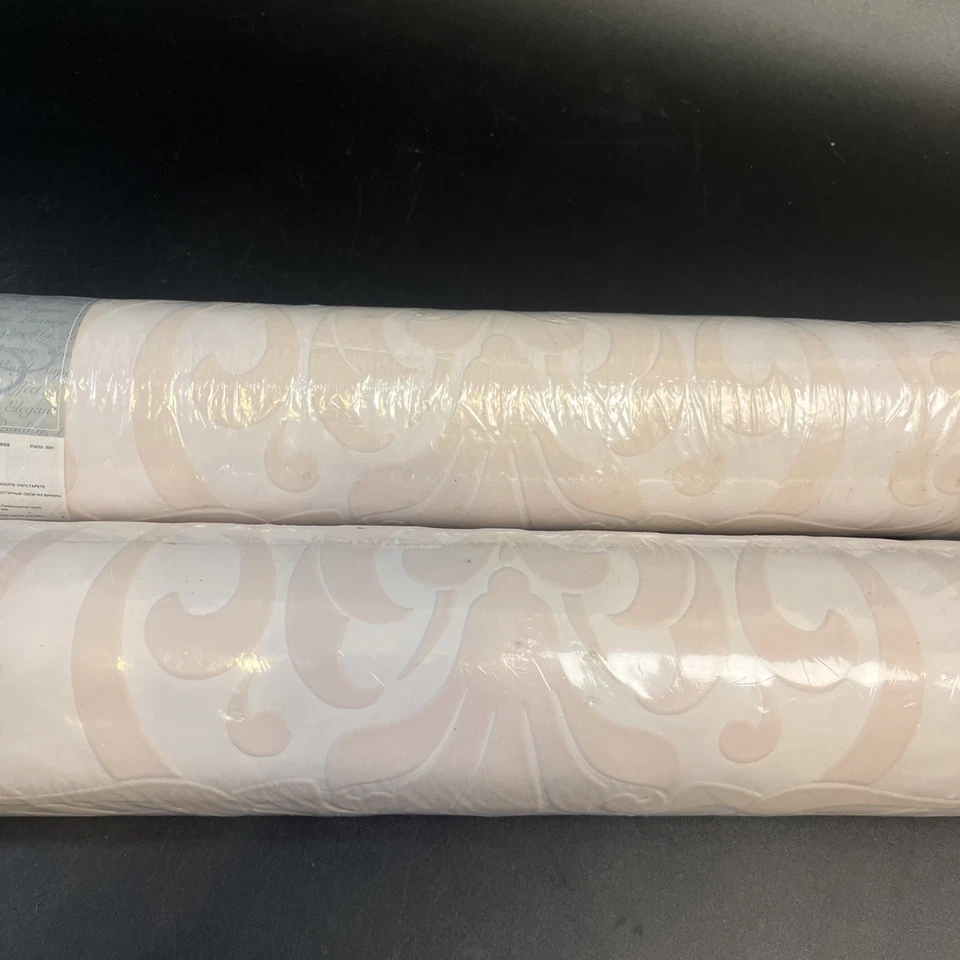 2 Vtg Vymura Platinum Wallpaper 56 Sq Ft Each Pink Textured Vinyl Floral Lot NOS - Image 2 of 4