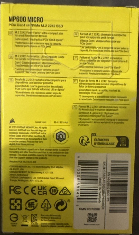 Corsair MP600 Micro 1TB M.2 NVMe PCIe x4 Gen4 2 SSD – M.2 2242 Sequential Read - Image 2 of 3