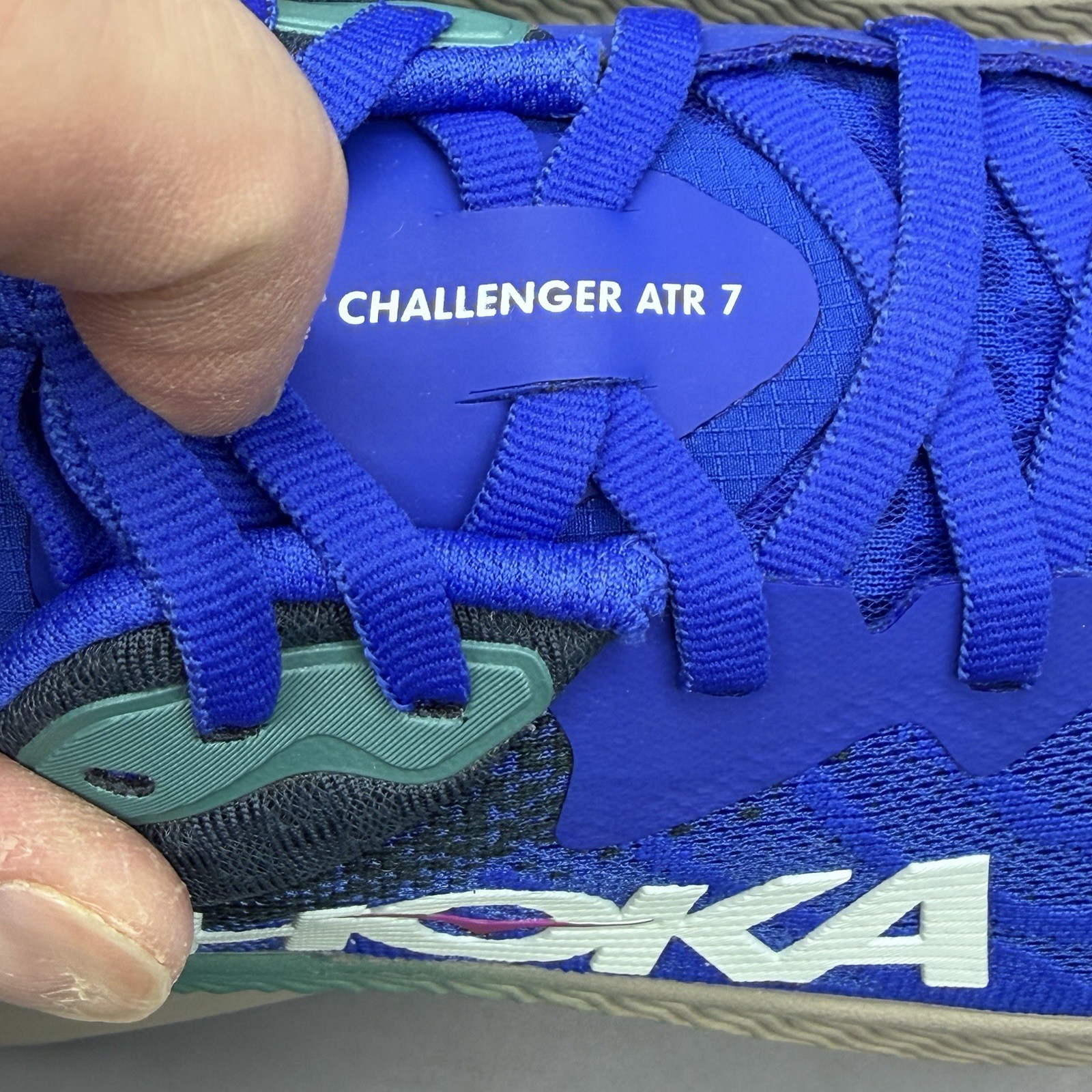 Hoka One One Challenger ATR 7 Men’s 9 D Blue Teal Trail Hiking Terrain Shoes NWB thumbnail 11