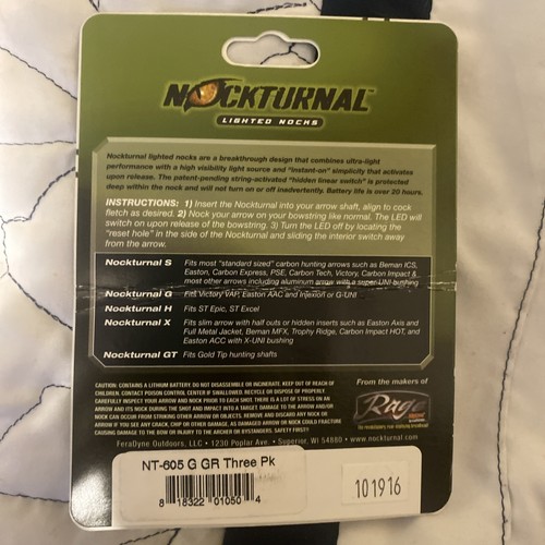Nockturnal Lighted Arrow Nock Size G Green (Pack of 3) - Picture 2 of 2