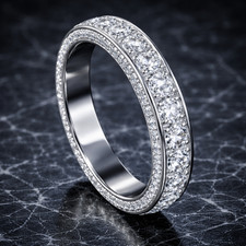 White Round Diamond Eternity Wedding Band Ring | White Gold Finish | Sizes 6–10