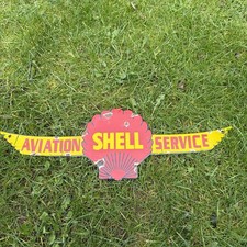 Aviation Shell Service Enamel Sign Iconic shell & Wings Display Collectable