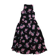 Torrid Maxi Dress Women's 10 Black Pink Rose Floral Sleeveless Fit & Flare Lined