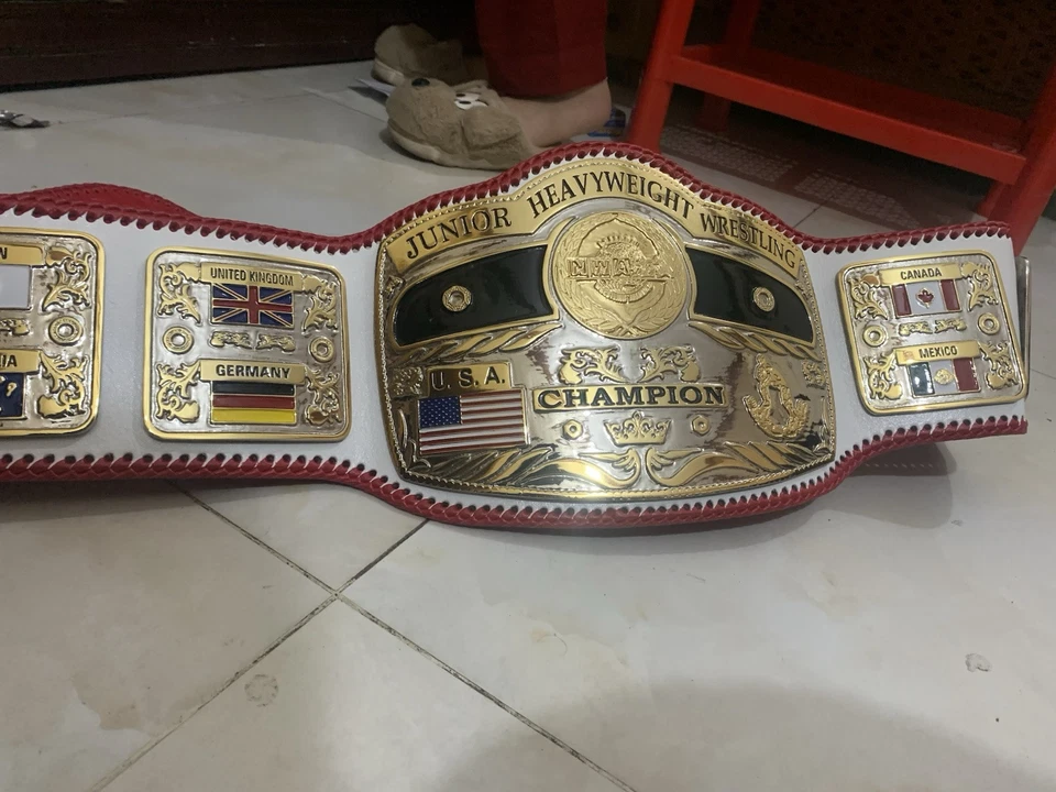 Cinturón Campeonato Peso Pesado Nwa Junior (jr), 4mm Zinc, Doble Chapado. Cuero Real. Foto 4 de 4