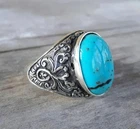 Solid 925 Sterling Silver Natural Arizona Turquoise Gemstone Men's Unisex Ring