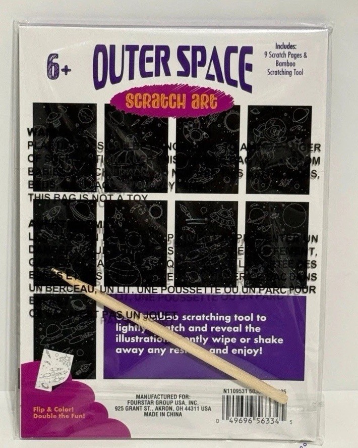 Outer Space Scratch Art 9 Scratch Pages & Bamboo Scratching Tool | eBay