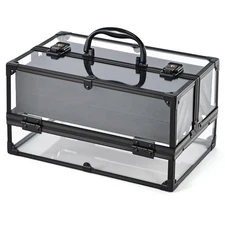 Portable Makeup Case Cosmetics Display Toiletry Organizer Box Transparent