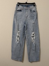 Wild Fable Women's Super-High Rise Baggy Distressed Jeans Light Wash Size 2
