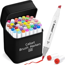 Marker Brush School Art Supplies Markers Brush Tip, 51 Colors Dual Tip/Kit Gift.