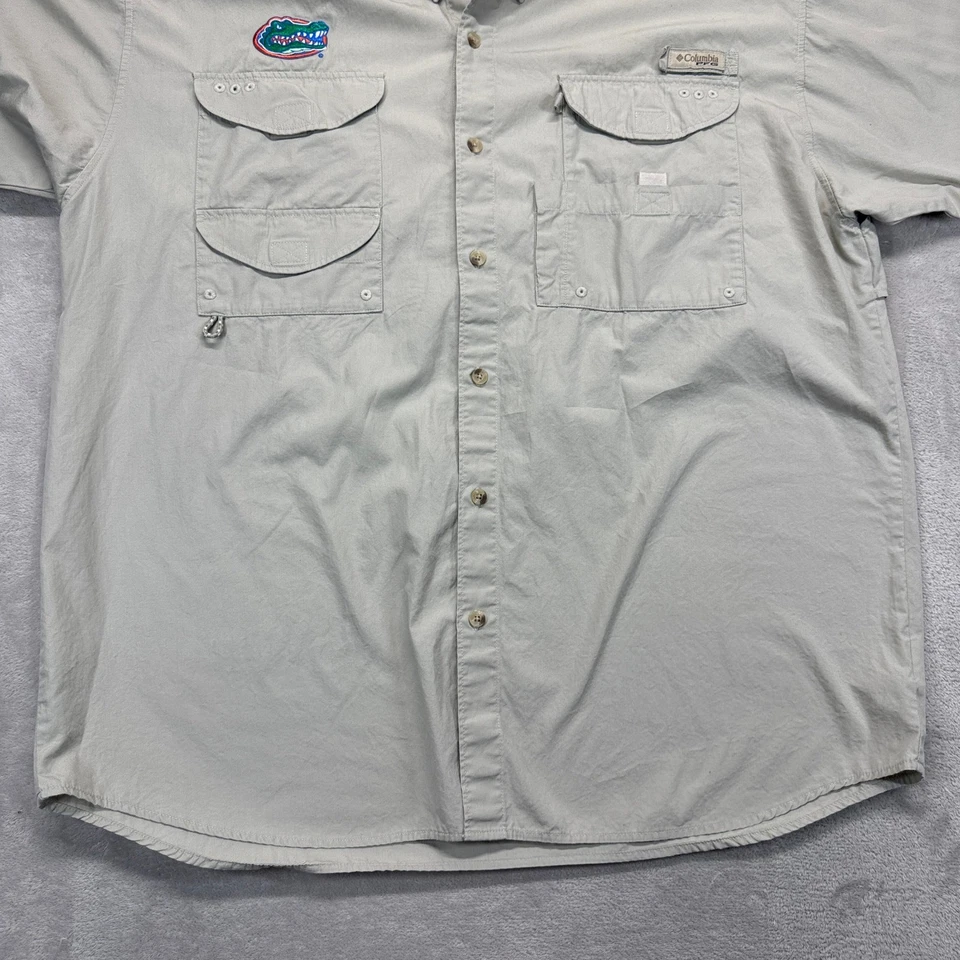 Camisa masculina Florida Gators XL bege Columbia botão para baixo pesca futebol NCAA - Imagem 3 de 4