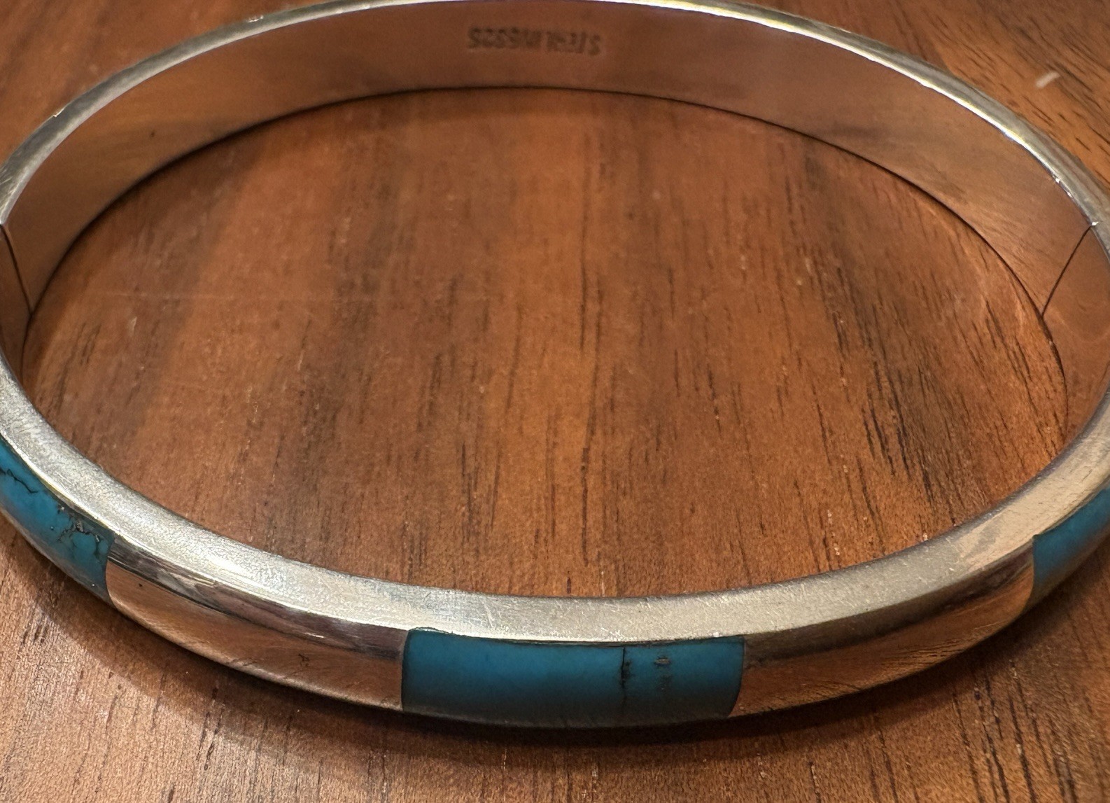 Native American Sterling (11g Hinged Bangle Brace… - image 3