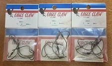 Lot Of 3. Eagle Claw 151WA Weedless 4/0  Kahle Horizontal Hooks. 5 Count.