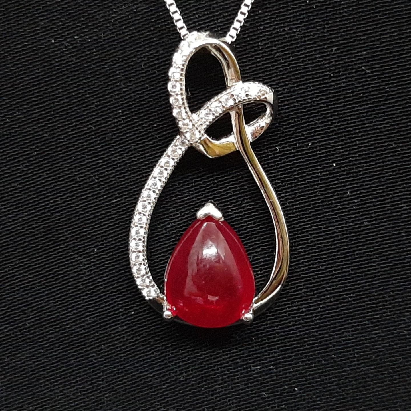 World Class 3.14ctw Ruby & White Sapphire 925 Sterling Silver Pendant 3.5g