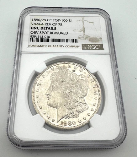 1880/79 CC Silver Dollar VAM-4 Rev of 78 NGC UNC Details