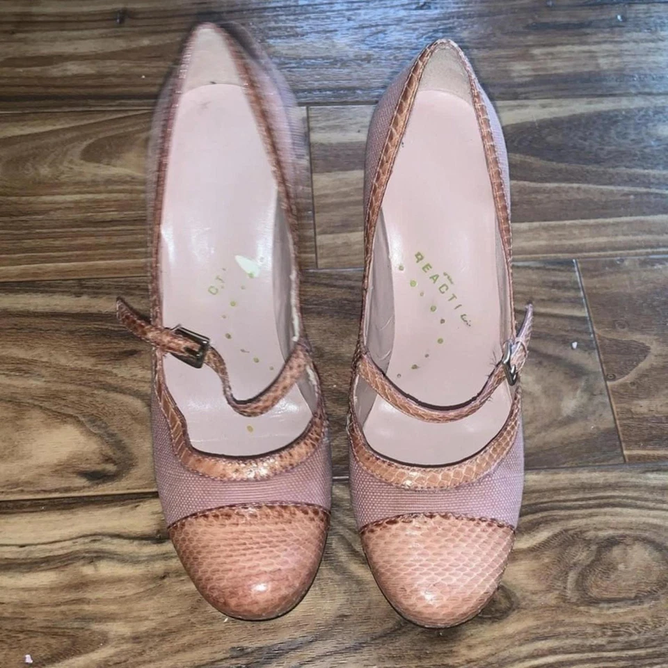 Kenneth Cole Vintage Y2K Rosa Estampado Serpiente Bombas con Correas Talla US 6 Foto 2 de 4