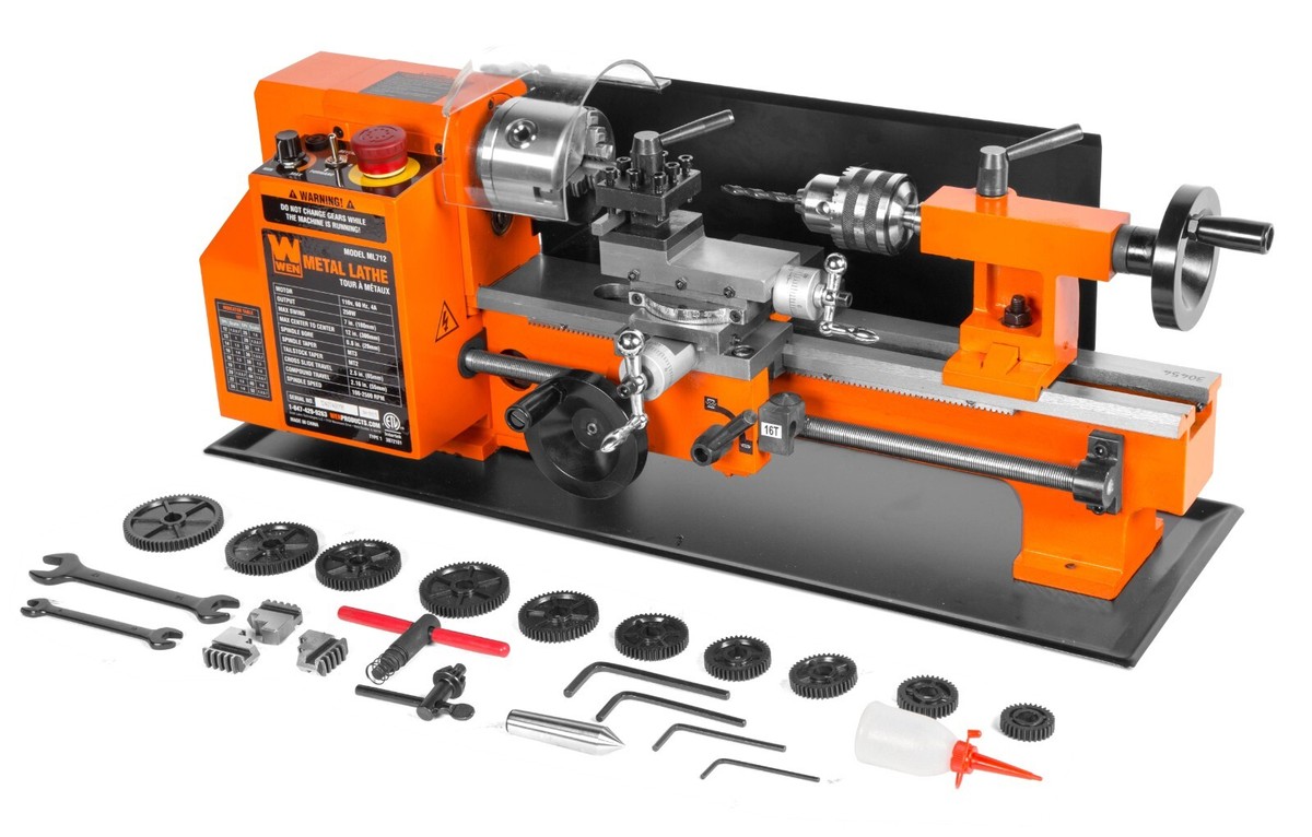 WEN ML712 7-by 12-Inch Benchtop Metal Lathe, Variable Speed, Two
