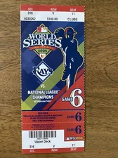 2008 World Series Game 6 Full Ticket Phillies beat Rays In 5; Phantom Ticket