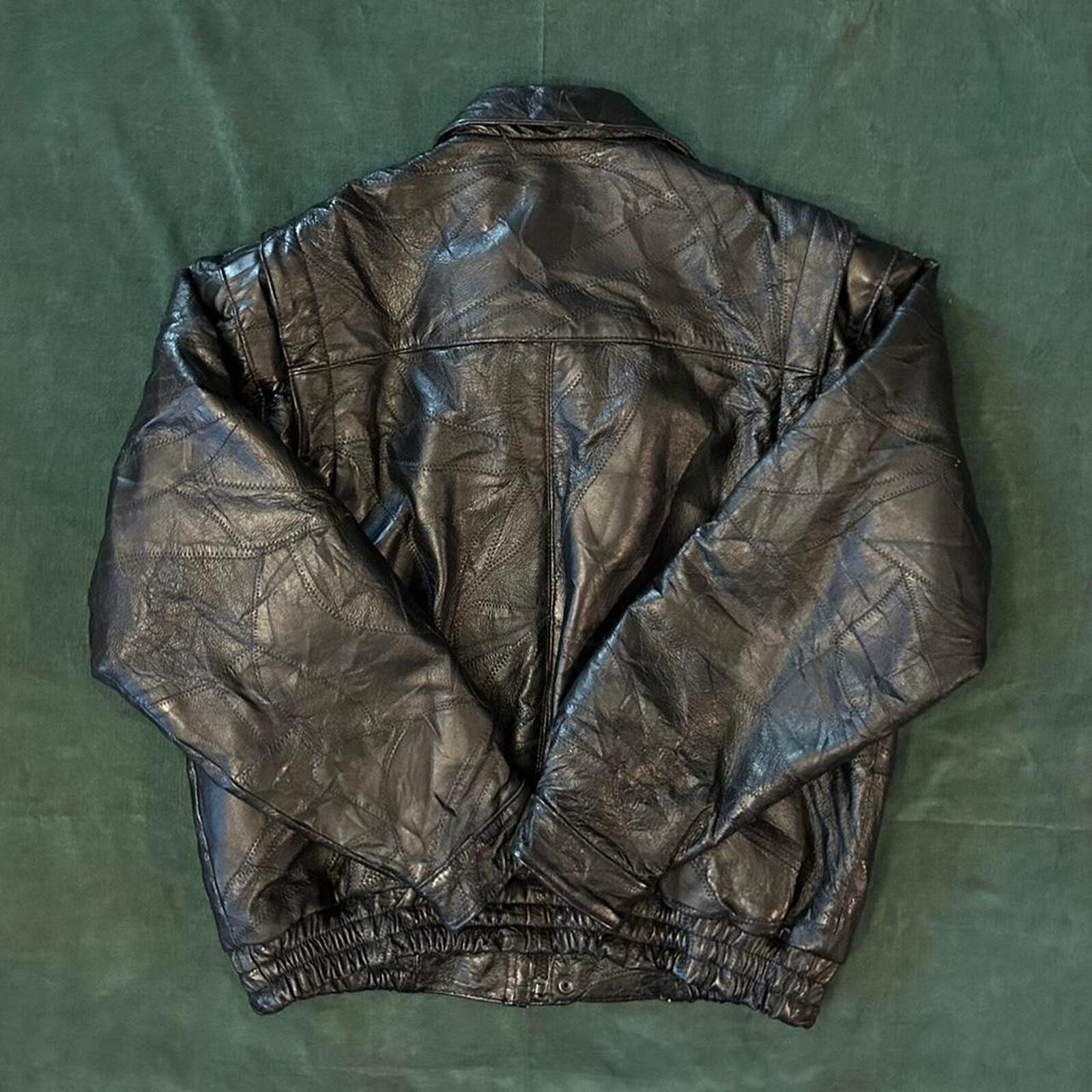 1980s leather patchwork jacket - image 7
