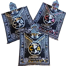 Club America Liga MX Poncho With Hood | Acrylic Poncho | One Size | Multi Colors