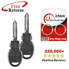 2 Uncut Key Blade Insert Aftermarket Replacment For Jeep (Y1099, AES Chip)