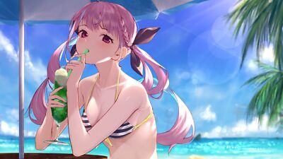 Anime girls digital art artwork 2d portrait minato aqua Playmat Gaming Mat Desk