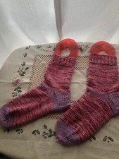 Pair Pink Homemade Handmade Knitted Crochet Woven Slippers NEW