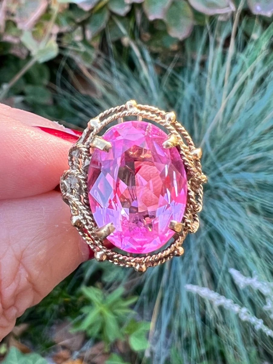 Synthetic pink sapphire ring store