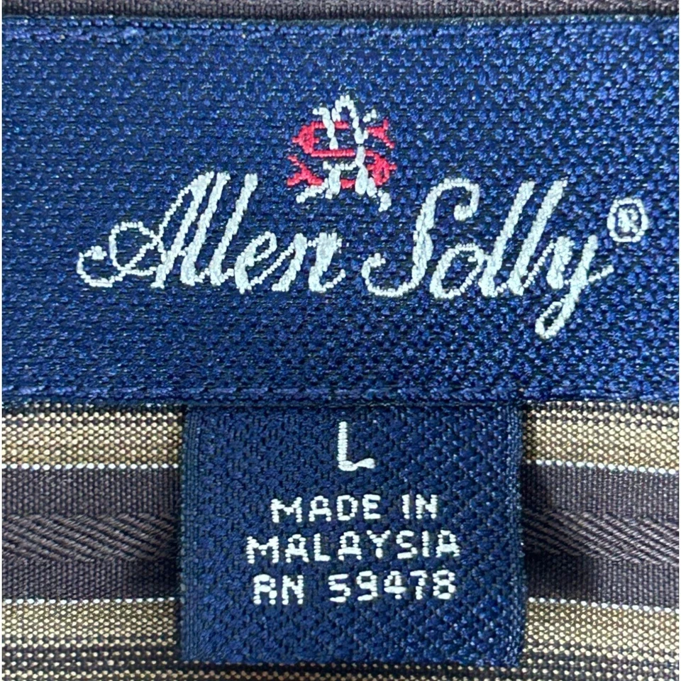 Allen Solly Striped Button Up Dress Shirt Men's Sz L Brown Long Sleeve Collared - Image 2 of 4