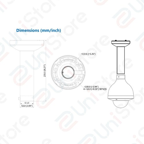 Original Dahua PFB300C Pendant Ceiling Mount Bracket for PFA100 PFA101 PFA102 - Picture 6 of 6