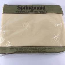 Percale DOUBLE FLAT SHEET 81x96 Yellow  NOS Vintage Springmaid Wondercale