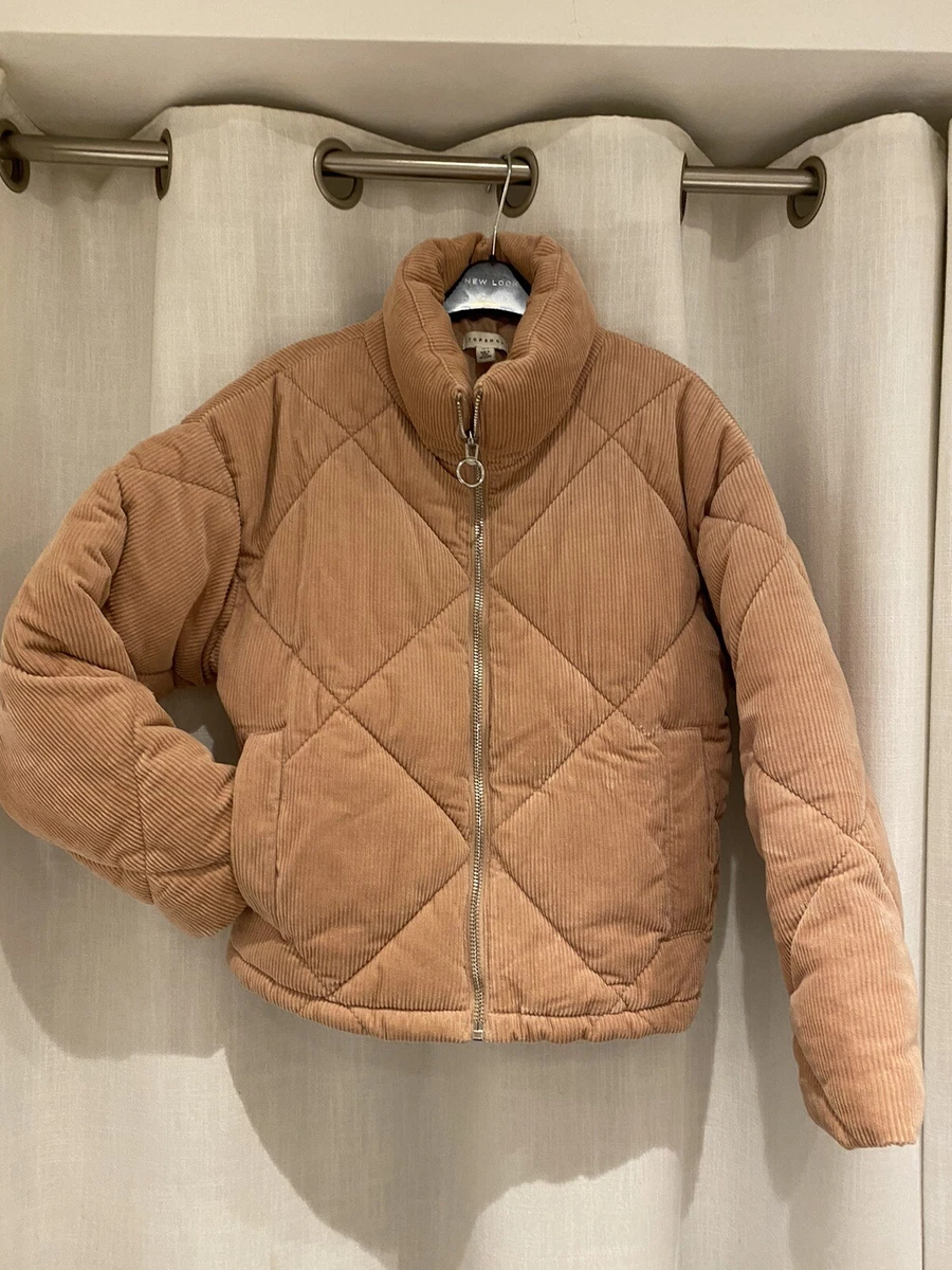 Pink Corduroy Puffer Jacket Topshop