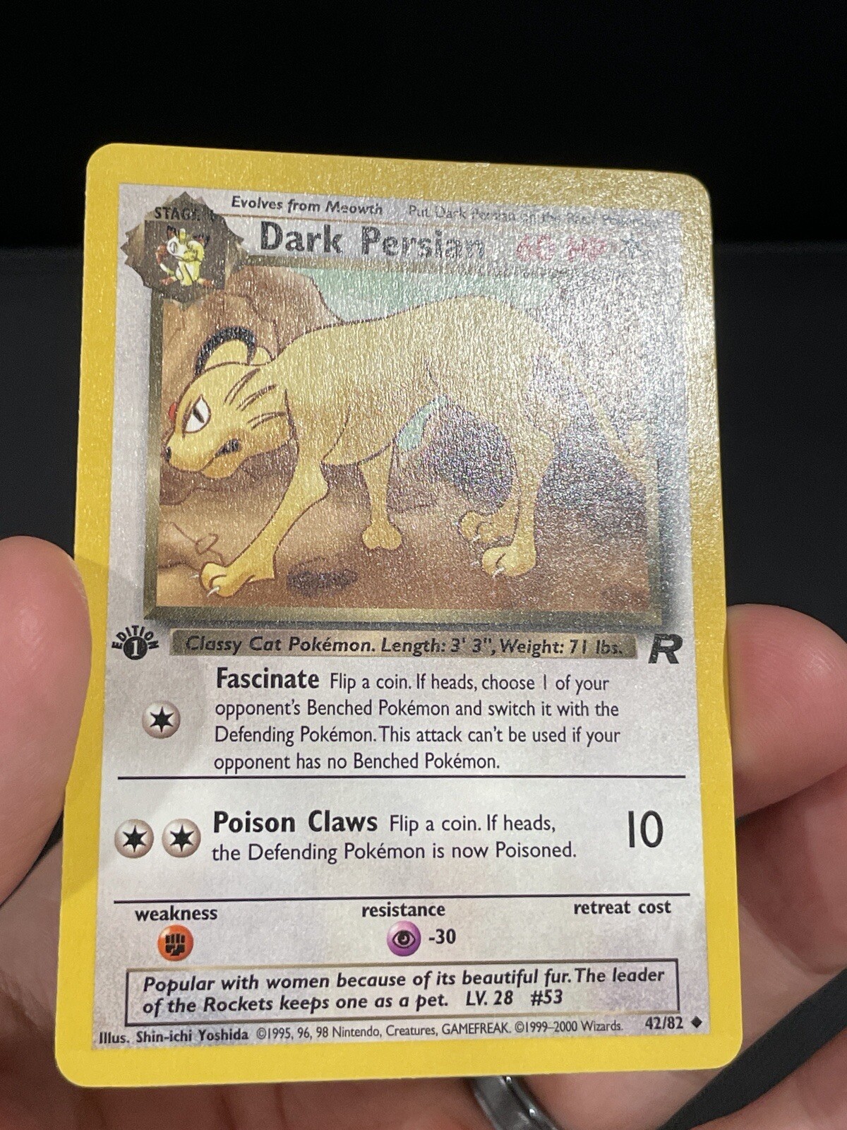Pokémon Card 1ST EDITION Dark Persian Team Rocket 42/82 WotC Vintage 2000 NM
