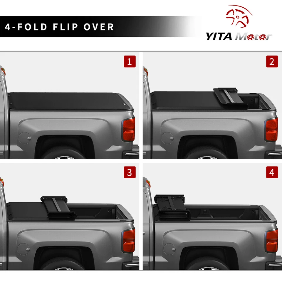 6.75 ft Bed Soft 4-Fold Tonneau Cover for 1999-2016 Ford F250 F350 Super Duty Foto 3 de 4