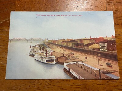 Postcard St. Louis, Missouri. Levee and New Free Bridge. Unposted 
