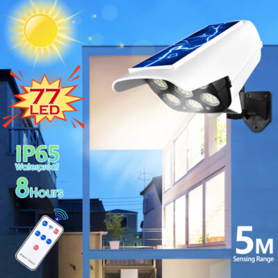 Solar Wall Way Lamp 77 Light PIR Motion Sensor Waterproof Garden Outdoor Yard