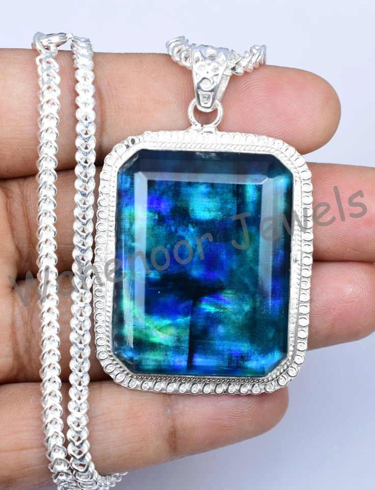 36 GM Naturale Ammolite Gemma 925 Ciondolo Argento Sterling Con Catena - Immagine 4 di 4