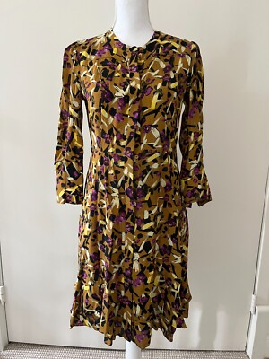 Dorothee Schumacher Silk Mid-Length Yellow Floral Dress Size 1