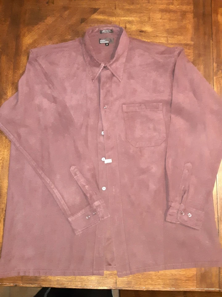 Camisa Marc Edwards Borgoña/Marate Poliéster Gamuza Manga Larga Abotonada Talla XL Foto 2 de 4