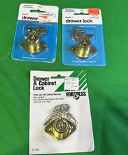 NEW 3 BRASS PLATED Drawer and Cabinet CAM Lock