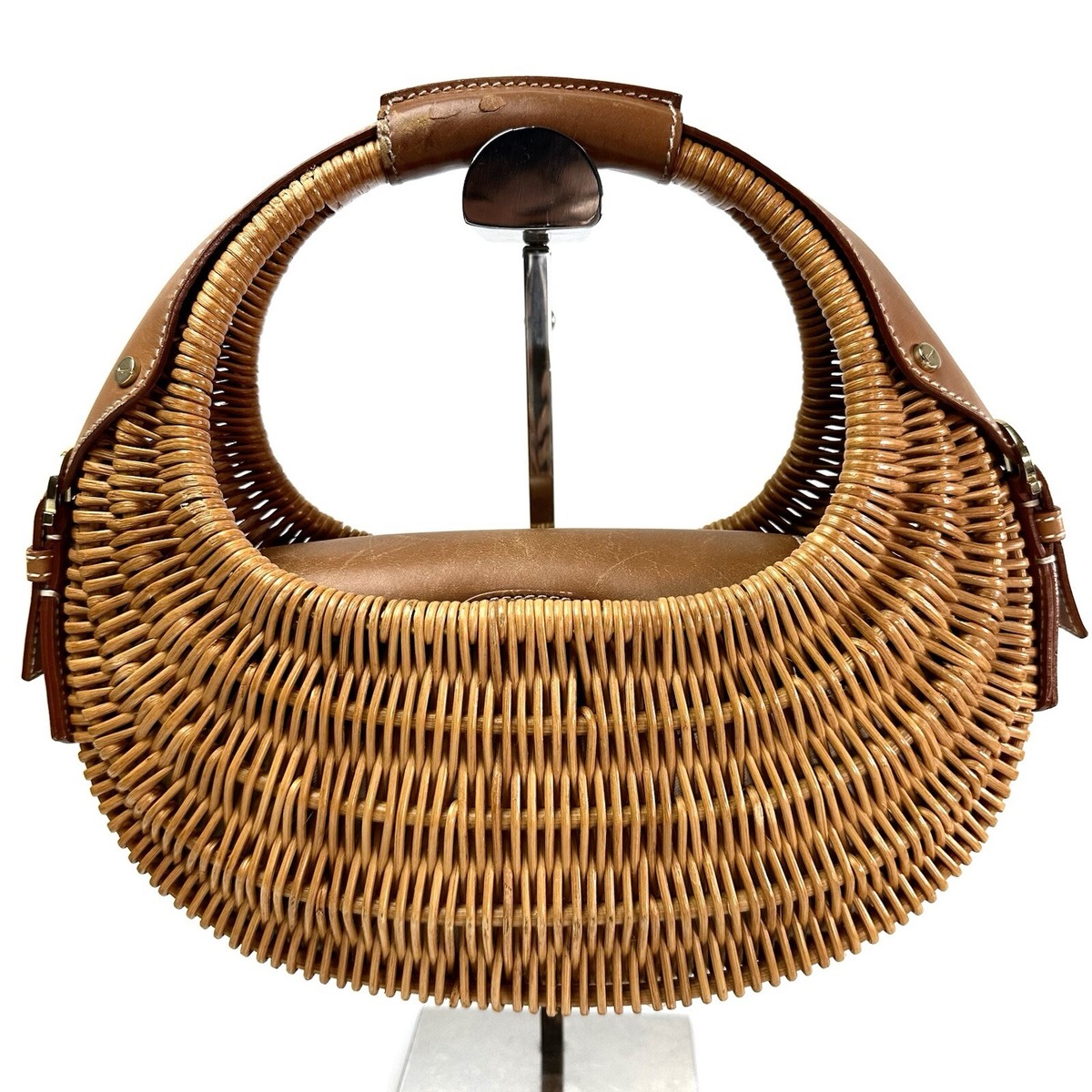 バッグ Vintage Ferragamo Straw Bag Basket Bag Salvatore Ferragamo Raffia Handbag One Handle Basket Bag
