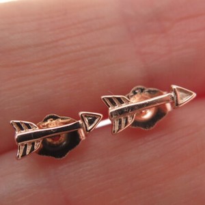 Authentic 925 Sterling Silver Rose Gold Plated Arrow Stud Earrings
