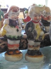 Vintage Lot Of 6 Made in Occupied Japan Handpainted Figurines, Miniature Vase