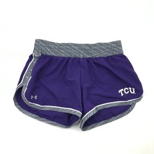 TCU Horned Frogs Shorts Size Small S Under Armour Purple Gray Tee Adult Lined UA